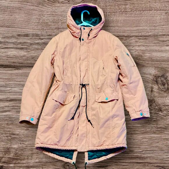 Guess Boyd Parka Fishtail Hem Hooded Jacket Men's Large in Cameo Brown Washed - Picture 6 of 12